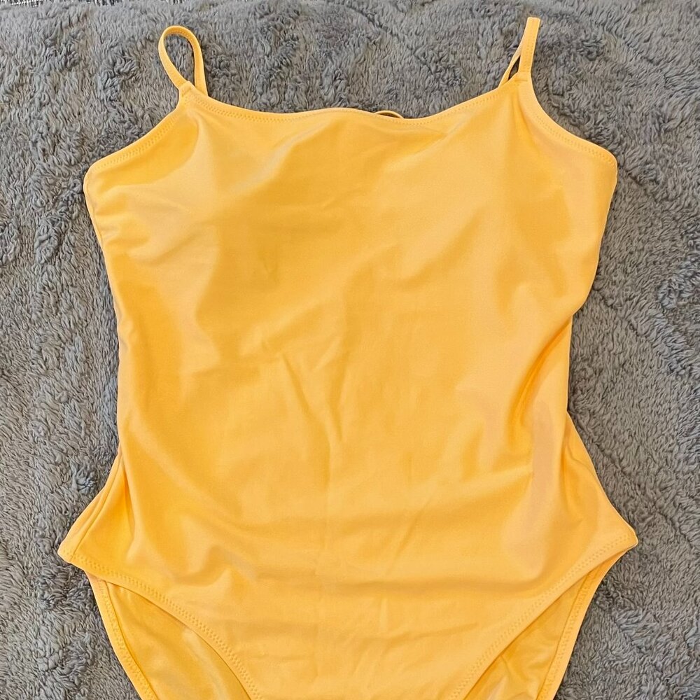 light orange one piece bathing suit